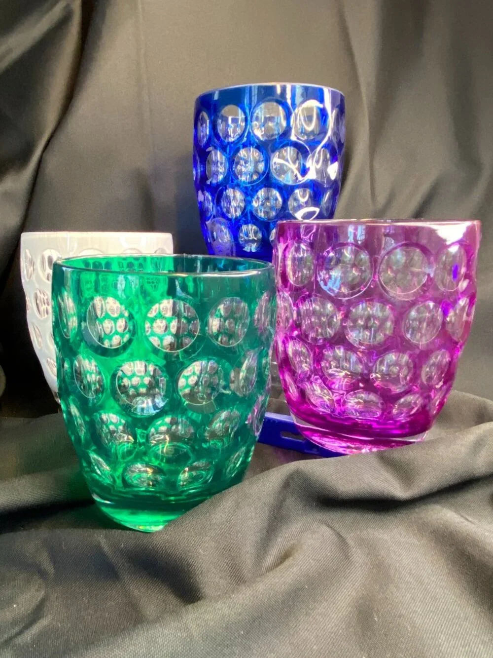 Set of 4 Mario Luca Giusti Lente Acrylic Tumblers Teal, Purple, Blue & White